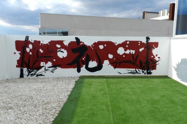 graffiti-bushido-en-atico-de-oficina Graffiti mural bushido en oficina