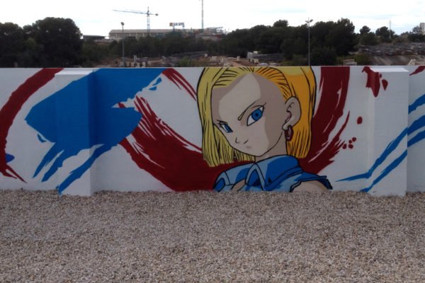 graffiti-c18-a18-dragon-ball Graffiti de Dragon Ball en oficina