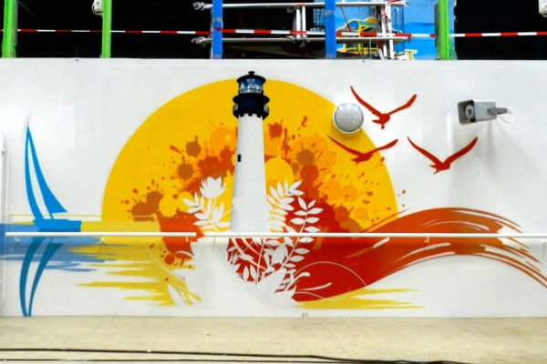 graffiti-de-faro-y-mar-en-crucero Graffiti de faro en Alemania