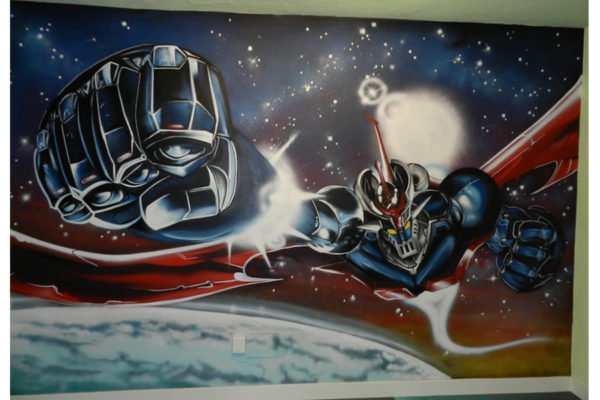 Mural de Mazinger Z en habitación Graffiti en habitación de Mazinger Z