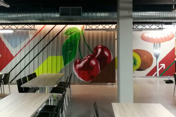 Graffiti-restaurante-oficina-pic2 Murales con estilo industrial en Madrid.