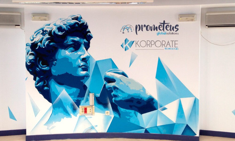 Graffiti del David de Miguel Ángel en oficina de Toledo