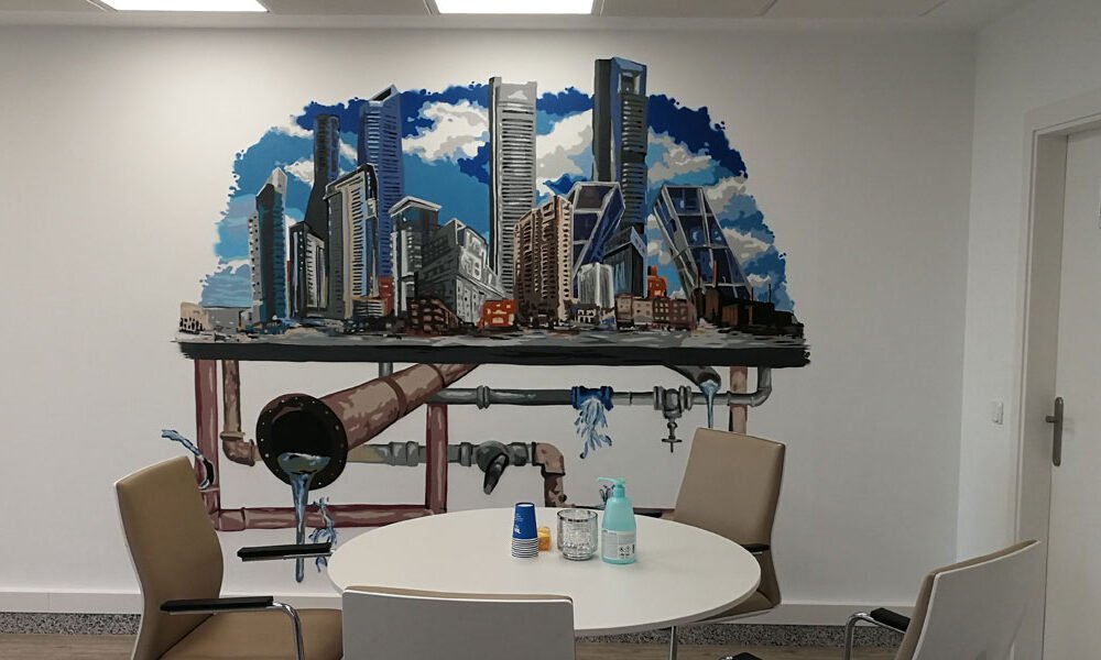 Graffiti Mural en oficina de Alcobendas