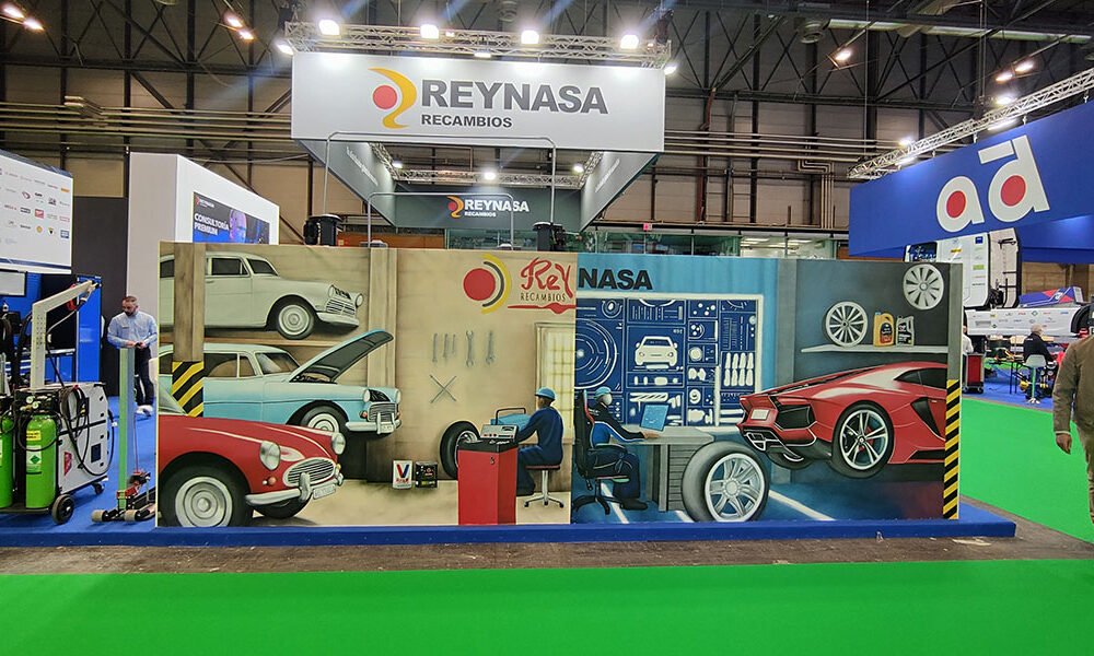 Graffiti-como-photocall-en-evento-de-coches-en-IFEMA-Madrid Graffiti como photocall en evento de coches en IFEMA