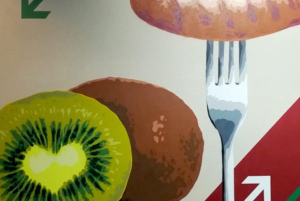 Graffiti en restaurante de oficinas en Leganés.