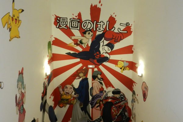 Graffiti-manga-comic-en-oficina-de-Madrid Mural de animes en oficina de Madrid