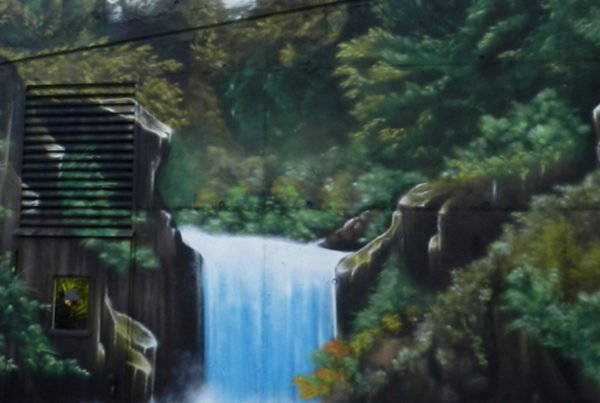 Graffiti mural de paisaje.