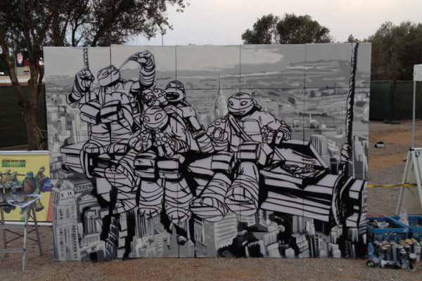 Graffiti-profesional-de-tortugas-ninja-en-evento Evento en Benicassim con Graffiti.