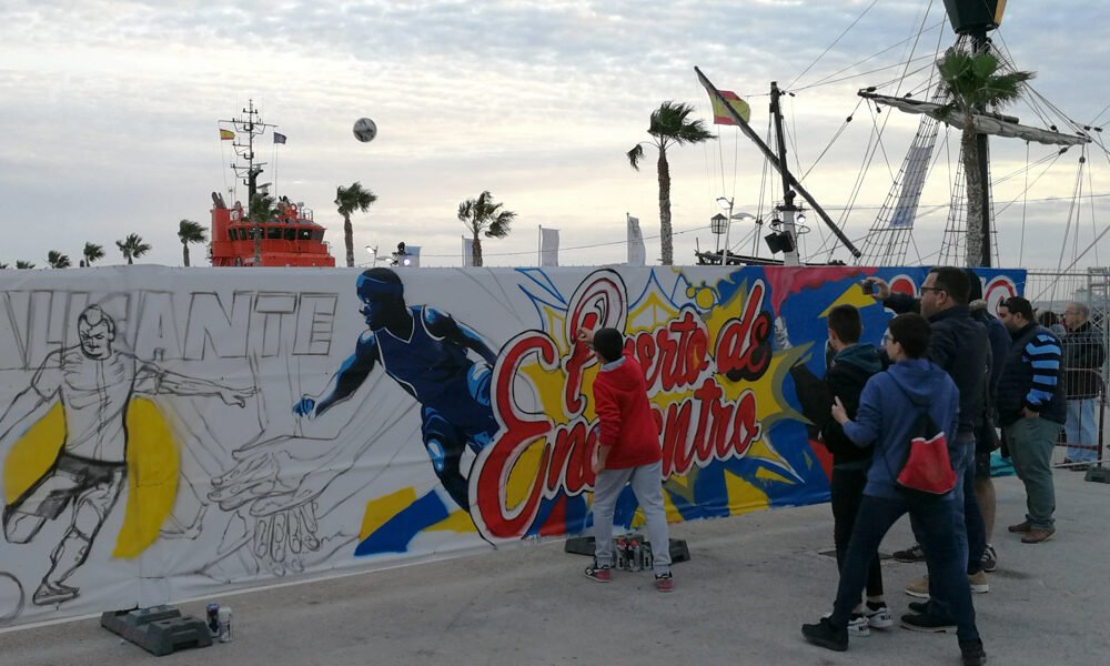 Grafiti-colaborativo-en-evento-en-Alicante Graffiti colaborativo en evento en Alicante