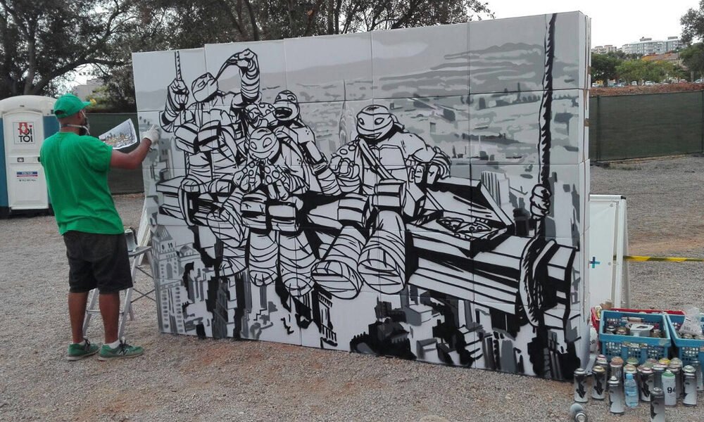 Live-painting-de-graffiti-en-evento Pintar graffitis en directo para evento.