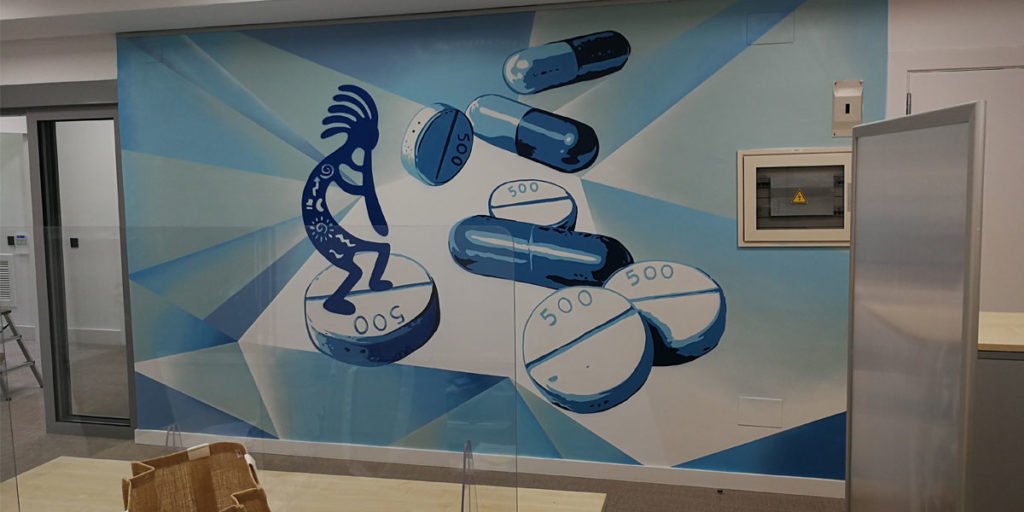 Mural-corporativo-en-oficina-de-Madrid Mural corporativo en oficina de Madrid