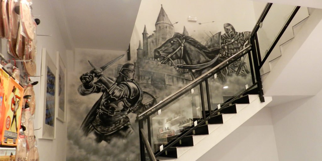 Mural-en-tienda-Madrid Mural medieval en tienda de Madrid