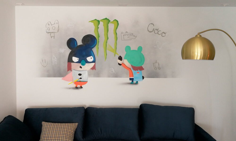 Graffiti de ilustración en habitación