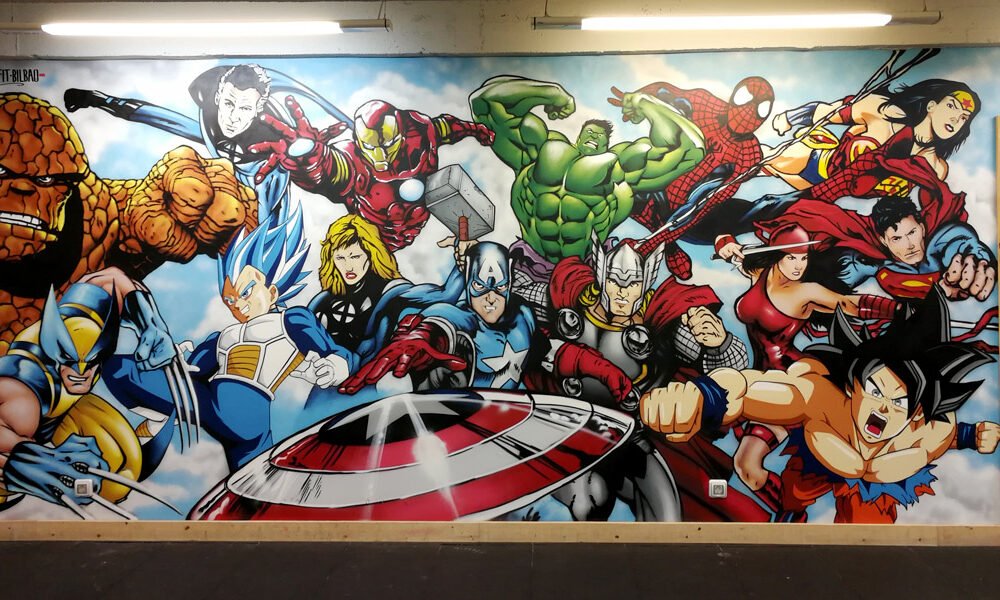 graffiti-de-superheroes-en-box-de-crossfit Graffiti de Superhéroes en Box de Crossfit de Bilbao