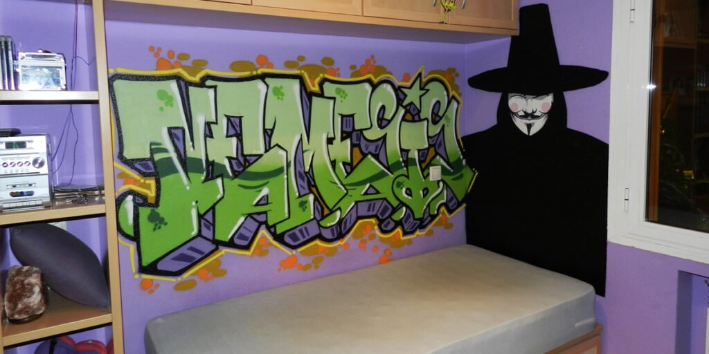 Graffiti de V de Vendetta en Madrid