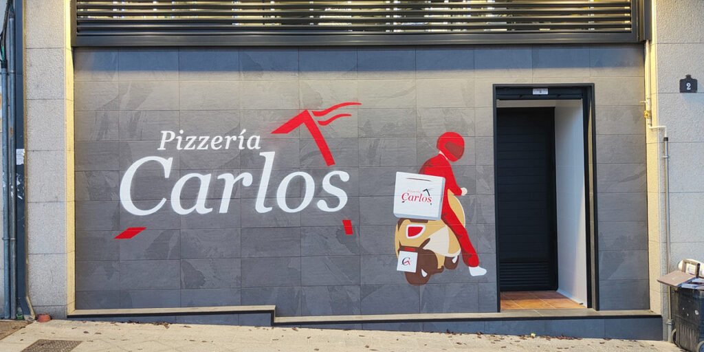 graffiti-en-fachada-de-pizzeria-carlos Graffiti en la fachada de Pizzería Carlos en Galicia