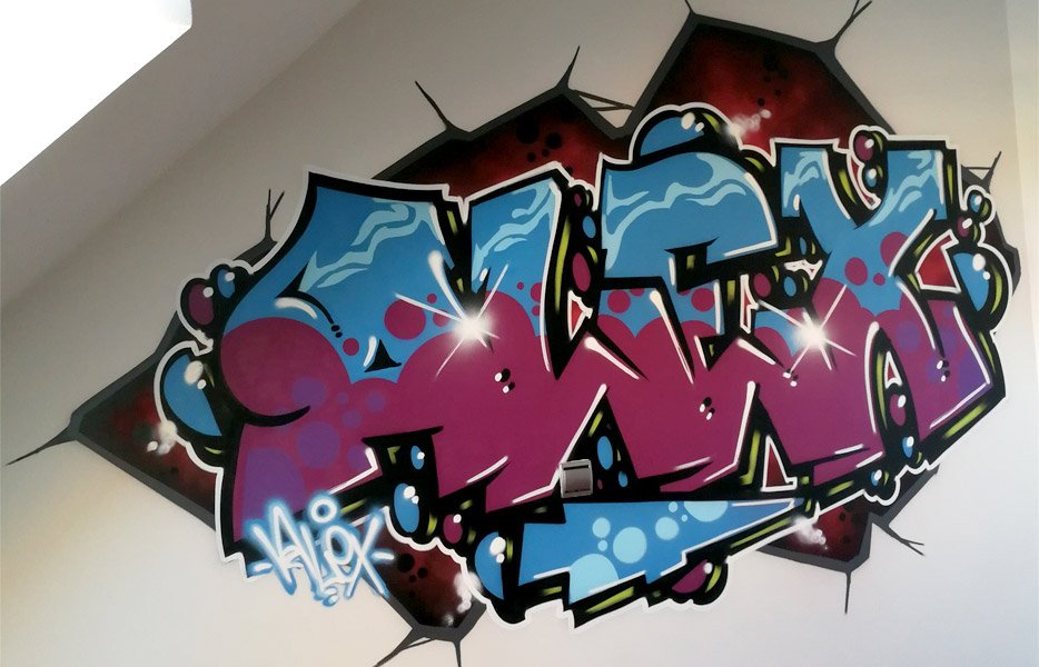 graffiti-en-habitacion-juvenil-de-madrid Graffiti en habitación juvenil de Madrid