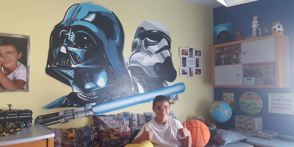 graffiti-profesional-de-star-wars-en-habitacion Graffiti profesional de Star Wars en habitación