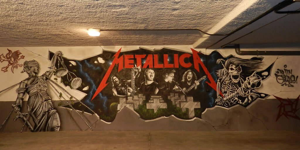 mural-de-metallica-en-garaje Mural de Metallica en garaje de Madrid