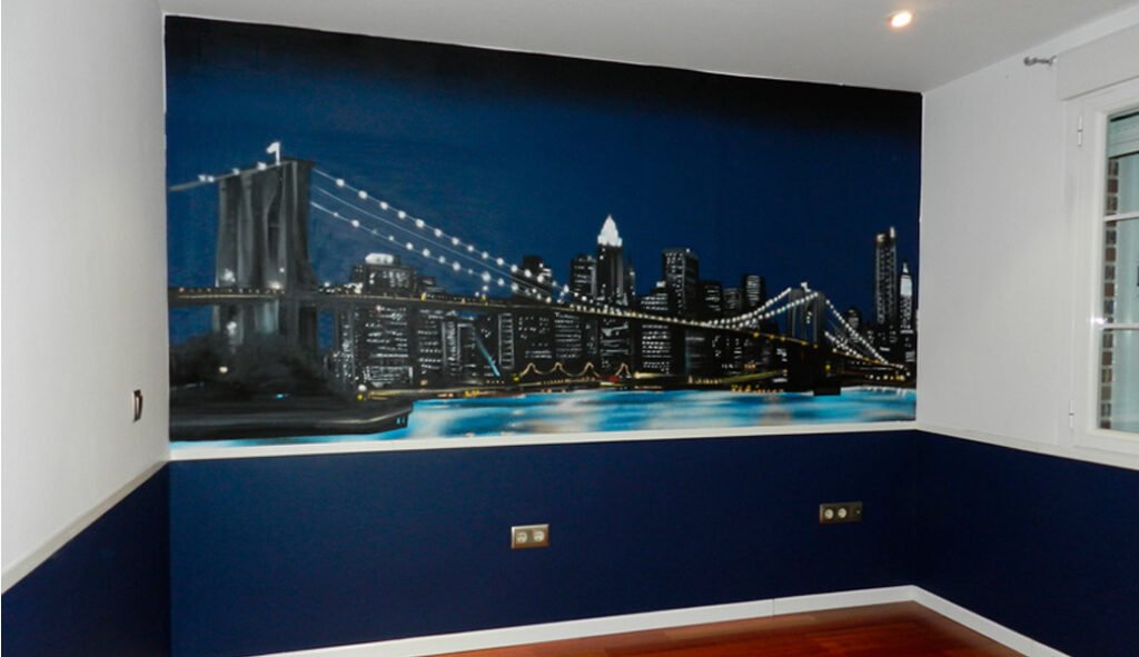 mural-de-nueva-york-en-habitacion-de-madrid Mural de Nueva York en habitación de Madrid