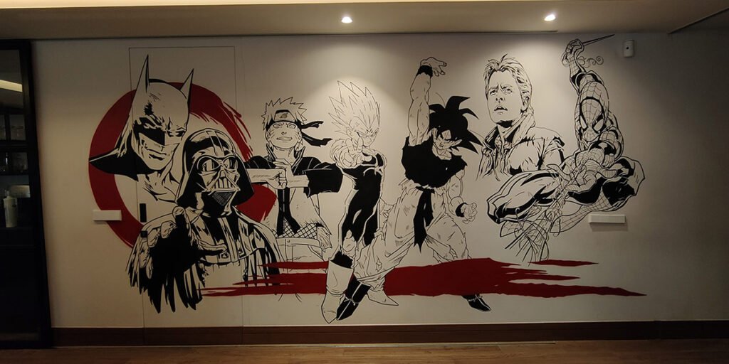 mural-friki-en-madrid Mural friki en casa de Madrid