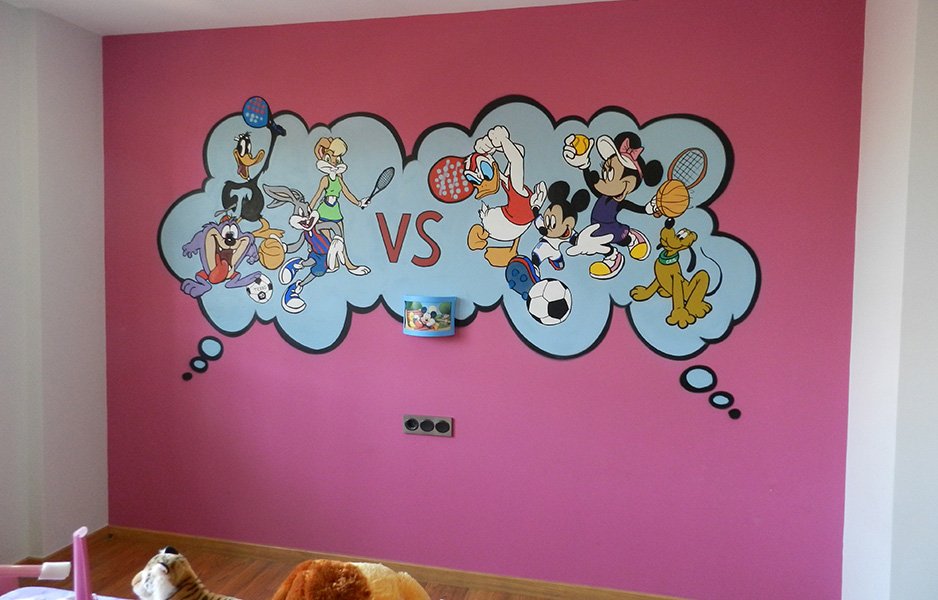 mural-infantil-de-disney-en-habitacion Mural infantil de Disney en habitación