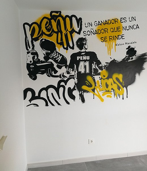 mural-juvenil-en-habitacion Mural juvenil en habitación de Madrid