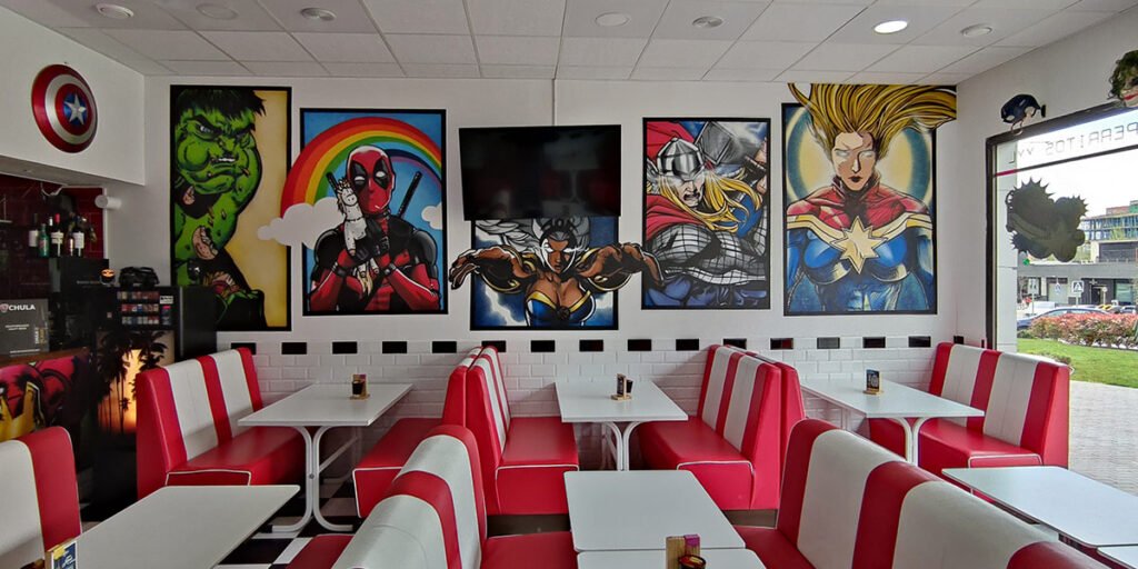 graffiti-de-marvel-en-restaurante Graffiti de Marvel en restaurante