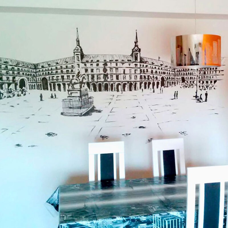 Graffiti mural de Madrid en salón