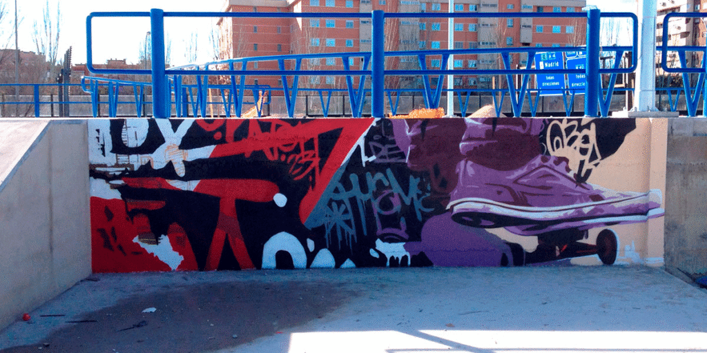 Graffiti profesional en Skate Park de Madrid