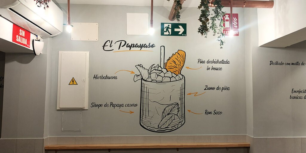 mural-de-coctel-en-pub-de-madrid Mural de cóctel en pub de Madrid