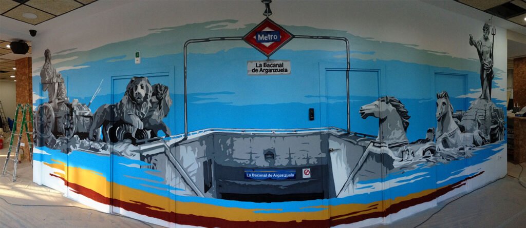 Mural de Madrid en bar