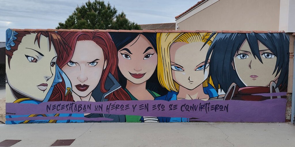 mural-de-superheroinas-en-patio-de-colegio Mural de superheroínas en patio de colegio