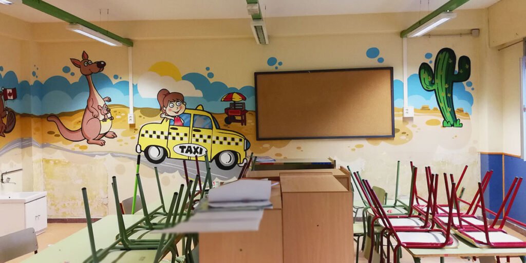 mural-en-aula-de-colegio-de-madrid Mural en aula de colegio de Madrid
