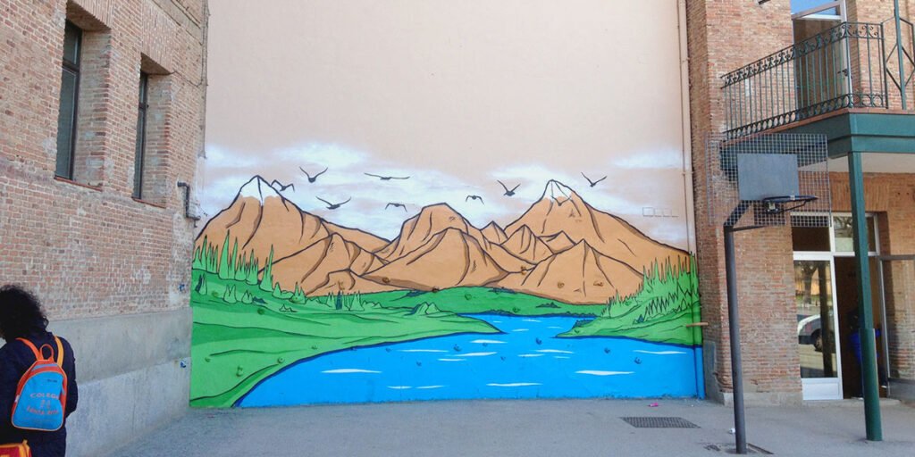 mural-en-rocodromo-de-colegio-de-madrid Mural en rocódromo de colegio de Madrid