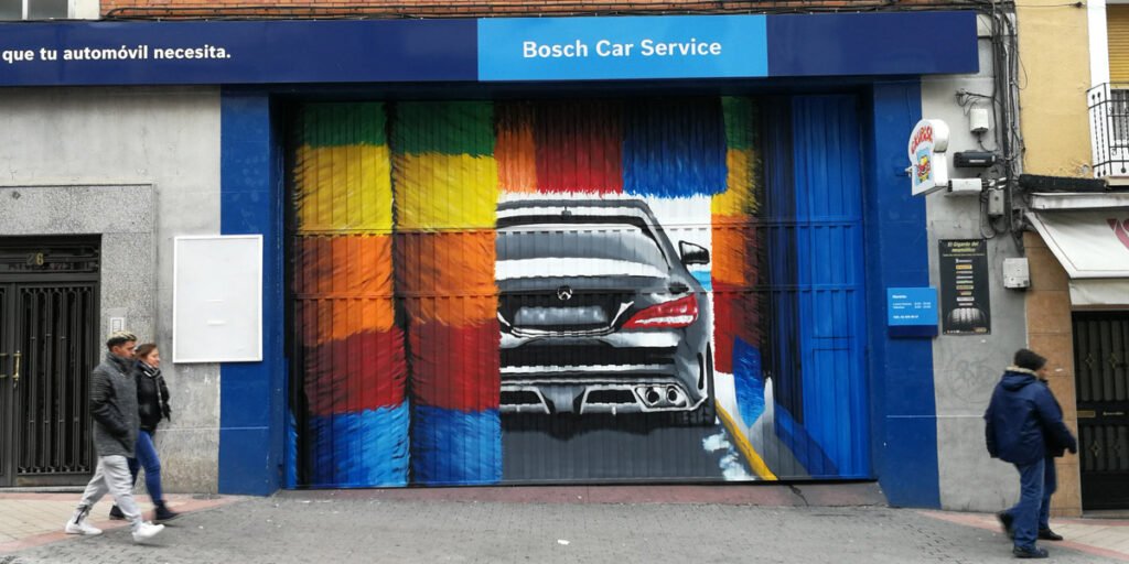 Graffiti de túnel de lavado de coches en Madrid